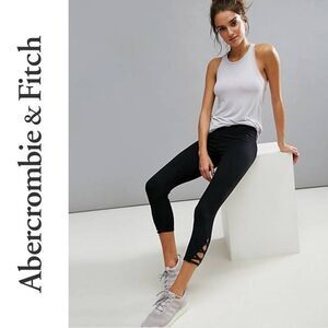 Abercrombie and Fitch Black Crop Lattice Leggings Tights Size Small